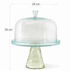 Sage Green Tinted Glass Cake Dome with Conical Pedestal | Modern Luxury — Castle Crafts