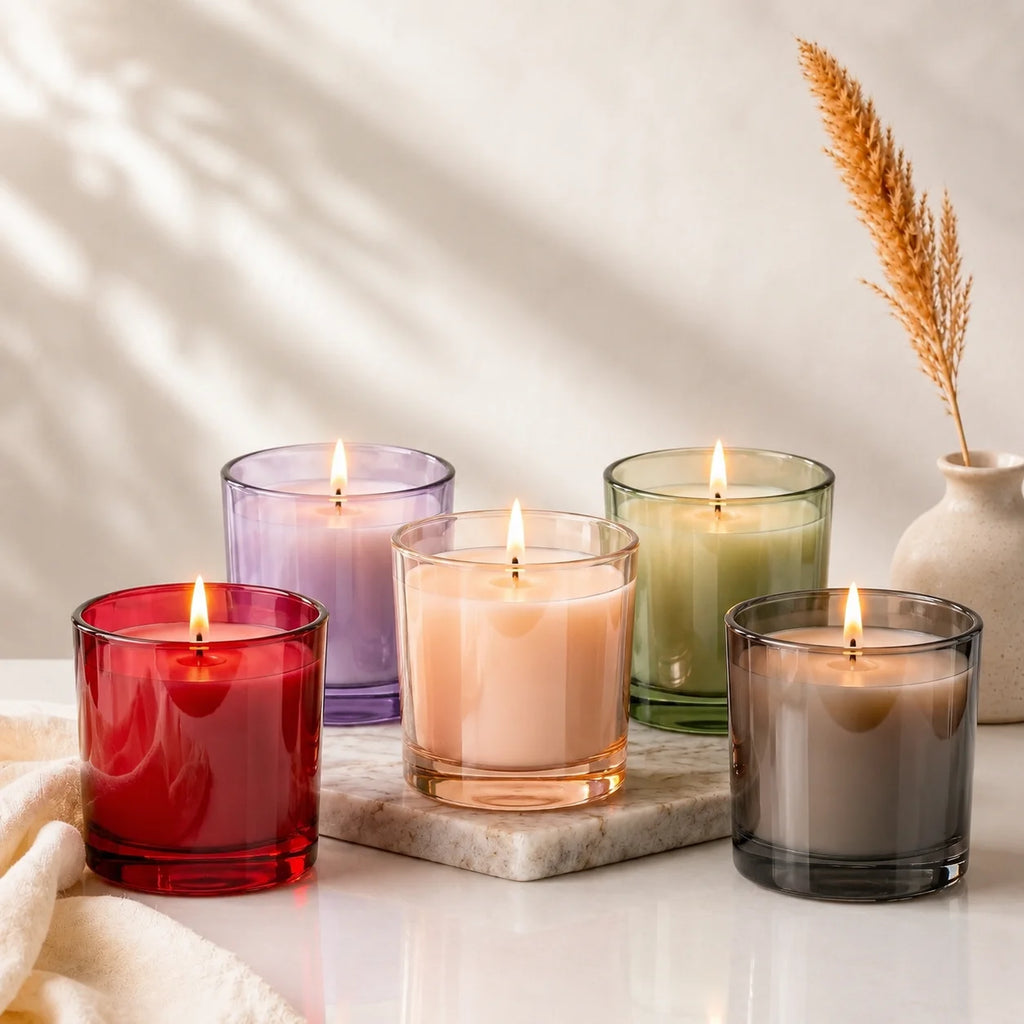 Rose Soy Wax Scented Candle | Coloured Glass | 5 Shades — Castle Crafts