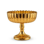 Ribbed Footed Compote Glass Bowl | Scalloped Rim | 3 Colours — Castle Crafts