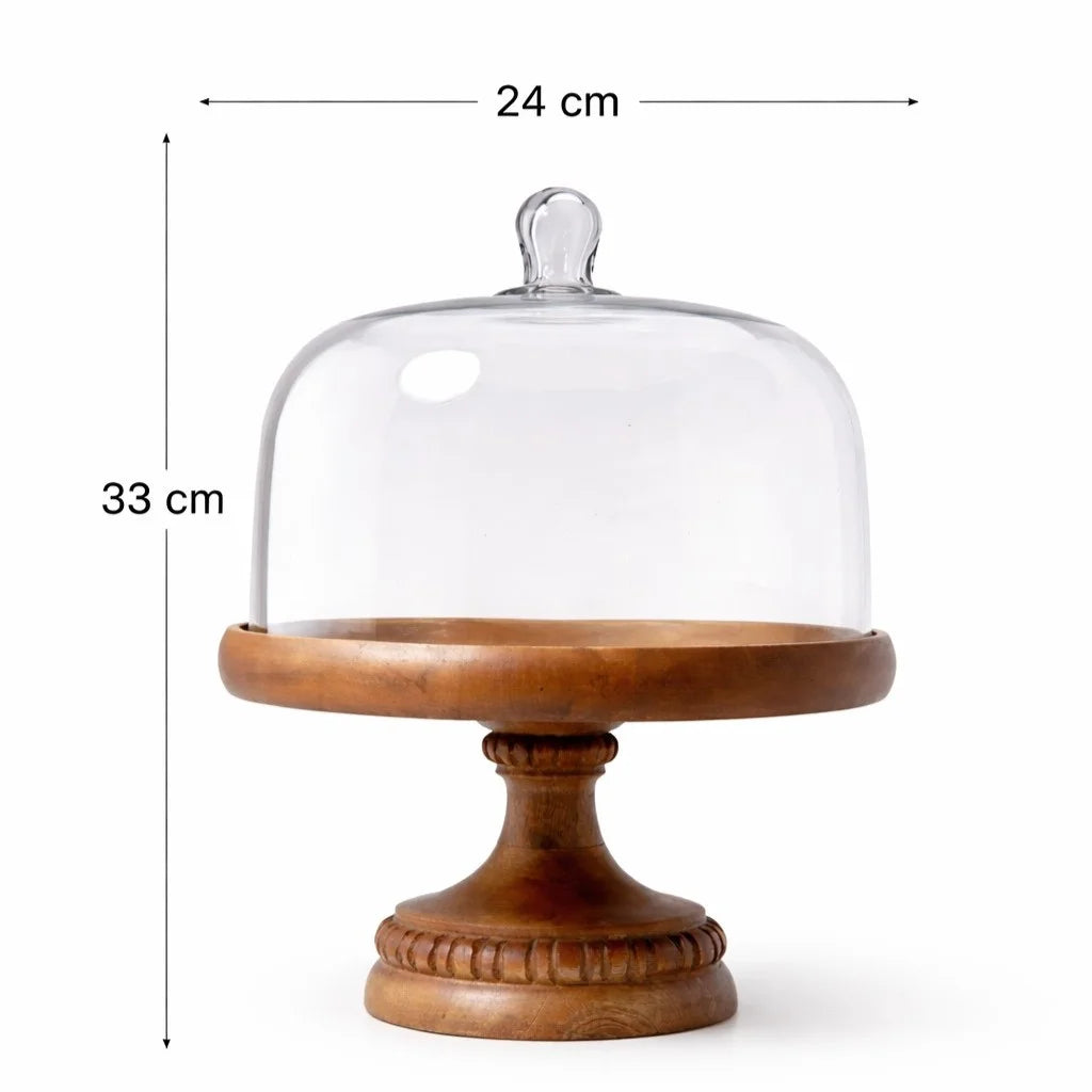 Glass Dome | Carved Wood Pedestal — Castle Crafts