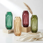 Diamond Facet Geometric Glass Vase — Hand-Blown Glass from Firozabad, India | Floral Arrangements & Home Styling