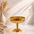 Ribbed Footed Compote Glass Bowl | Scalloped Rim | 3 Colours — Castle Crafts