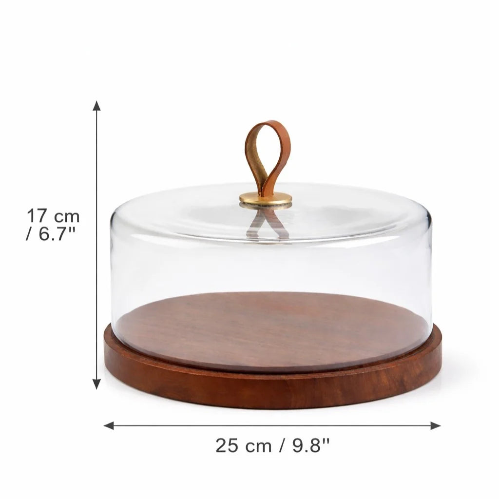 Glass Dome | Leather Loop & Walnut Base — Castle Crafts