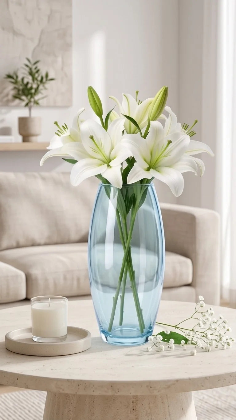 Dewdrop Pebble Oval Glass Vase — Hand-Blown Glass from Firozabad, India — Colour Variant