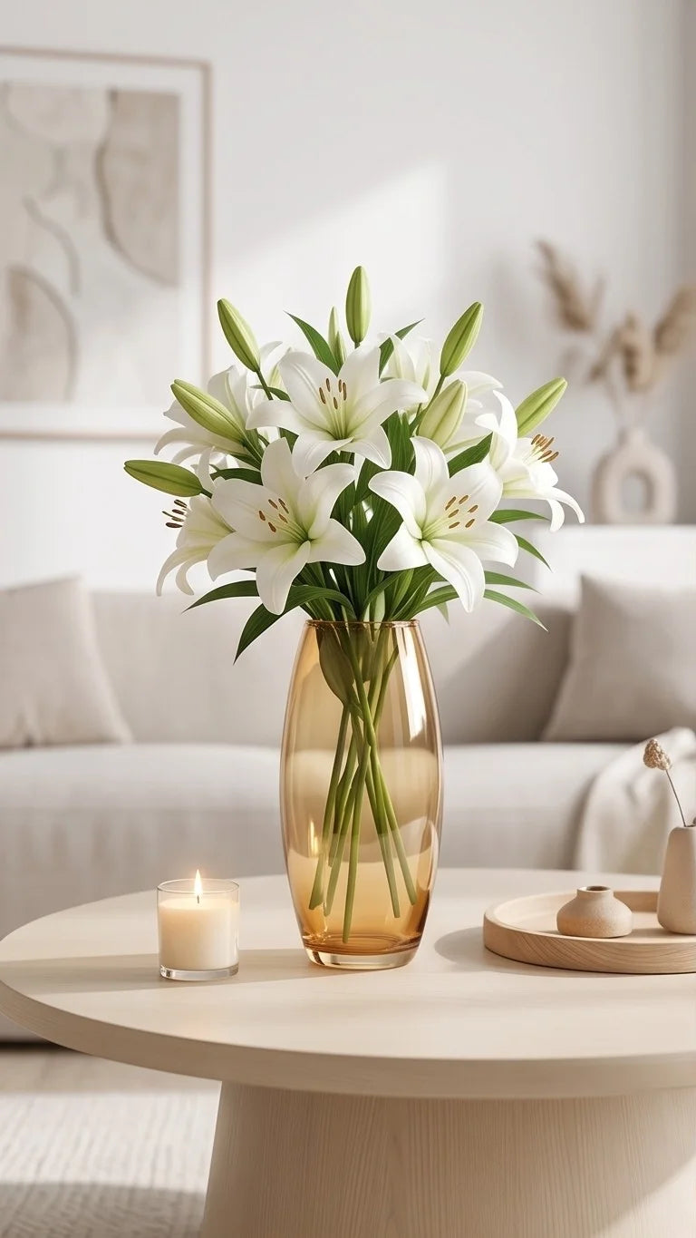 Smooth Pebble Oval Glass Vase — Hand-Blown Glass from Firozabad, India — Lifestyle Setting