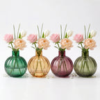 Pumpkin Globe Ribbed Glass Vase — Hand-Blown Glass from Firozabad, India — Side Angle View