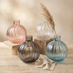 Orion Globe Ribbed Glass Vase — Hand-Blown Glass from Firozabad, India — Styled for Home Décor