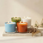 Sandalwood 3-Wick Solid Coloured Glass Candle | Luxury Home Décor — Hand-Blown Glass from Firozabad, India — Styled for Ho...