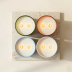 Sandalwood 3-Wick Solid Coloured Glass Candle | Luxury Home Décor — Hand-Blown Glass from Firozabad, India — Detail Close-Up
