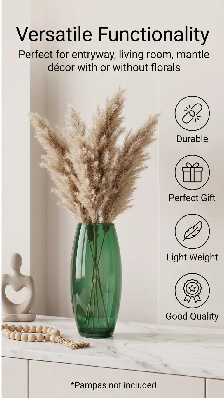Smooth Pebble Oval Glass Vase — Hand-Blown Glass from Firozabad, India — Festive Styling