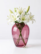 Jewel Urn Wide Glass Vase — Hand-Blown Glass from Firozabad, India — Side Angle View