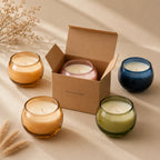 Jasmine Sphere Glass Soy Wax Candle | Unique Gift & Décor — Hand-Blown Glass from Firozabad, India — Side Angle View