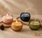 Jasmine Sphere Glass Soy Wax Candle | Unique Gift & Décor — Hand-Blown Glass from Firozabad, India — Styled for Home Décor