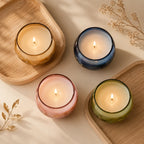 Jasmine Sphere Glass Soy Wax Candle | Unique Gift & Décor — Hand-Blown Glass from Firozabad, India — Detail Close-Up