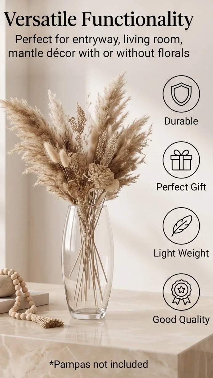 Dewdrop Pebble Oval Glass Vase — Hand-Blown Glass from Firozabad, India — Festive Styling