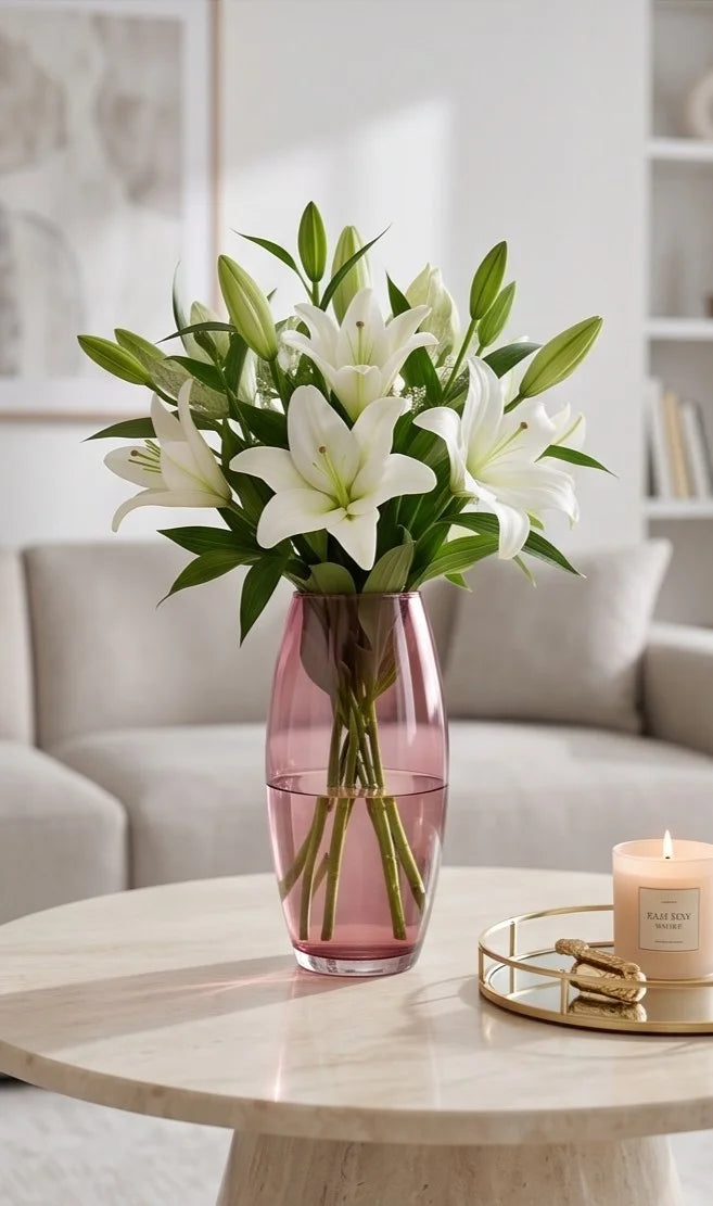 Smooth Pebble Oval Glass Vase — Hand-Blown Glass from Firozabad, India — Multi-Angle Showcase