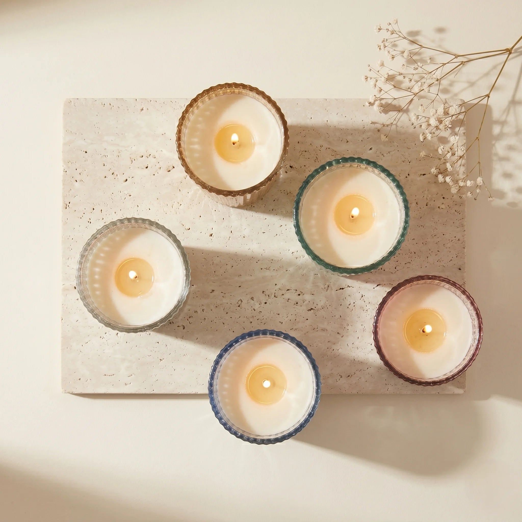 Rose Conical Mercury Glass Soy Wax Candle | 5 Colours — Hand-Blown Glass from Firozabad, India — Styled for Home Décor