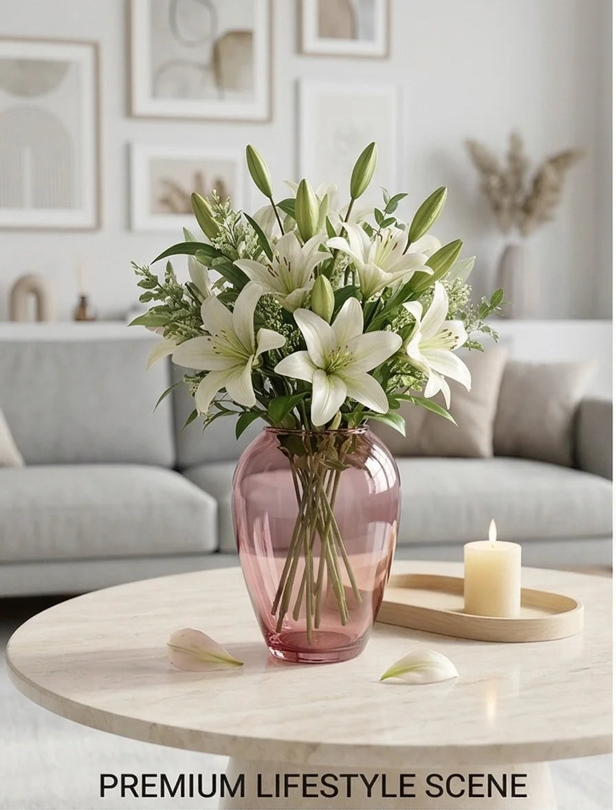 Jewel Urn Wide Glass Vase — Hand-Blown Glass from Firozabad, India — Lifestyle Setting