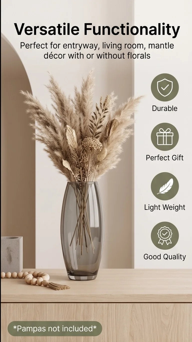 Dewdrop Pebble Oval Glass Vase — Hand-Blown Glass from Firozabad, India — Tabletop View