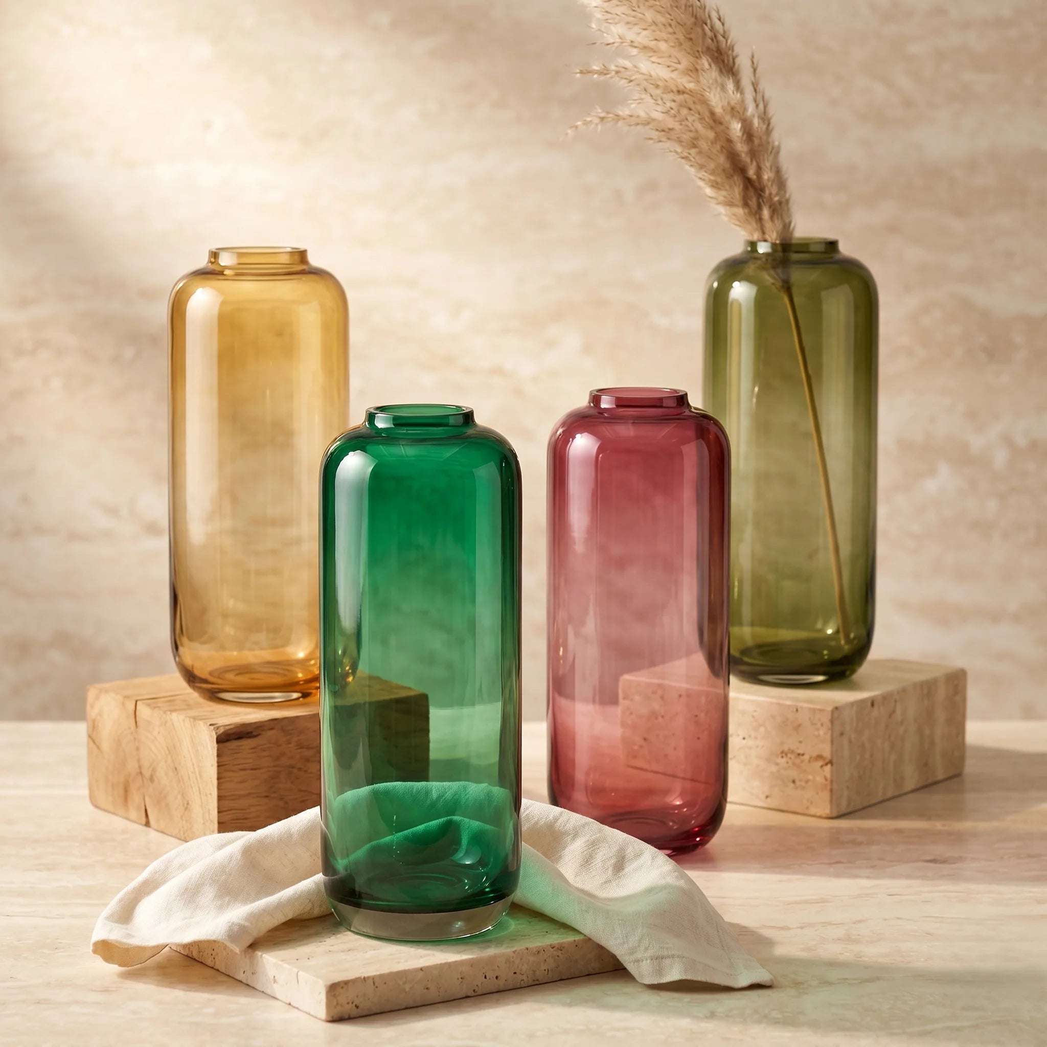 Studio Capsule Smooth Glass Vase — Hand-Blown Glass from Firozabad, India — Side Angle View