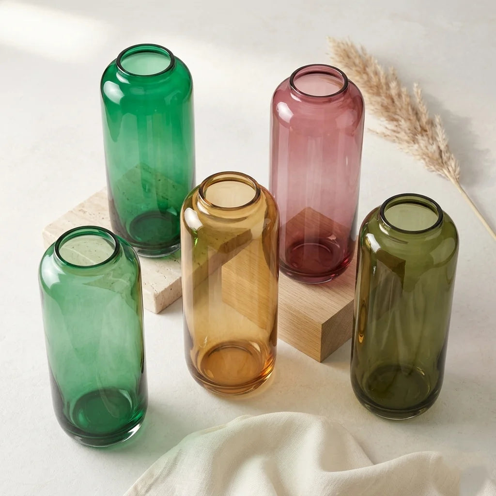 Studio Capsule Smooth Glass Vase — Hand-Blown Glass from Firozabad, India — Styled for Home Décor