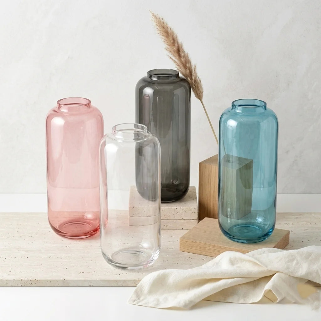 Serene Mist Capsule Glass Vase — Hand-Blown Glass from Firozabad, India — Detail Close-Up