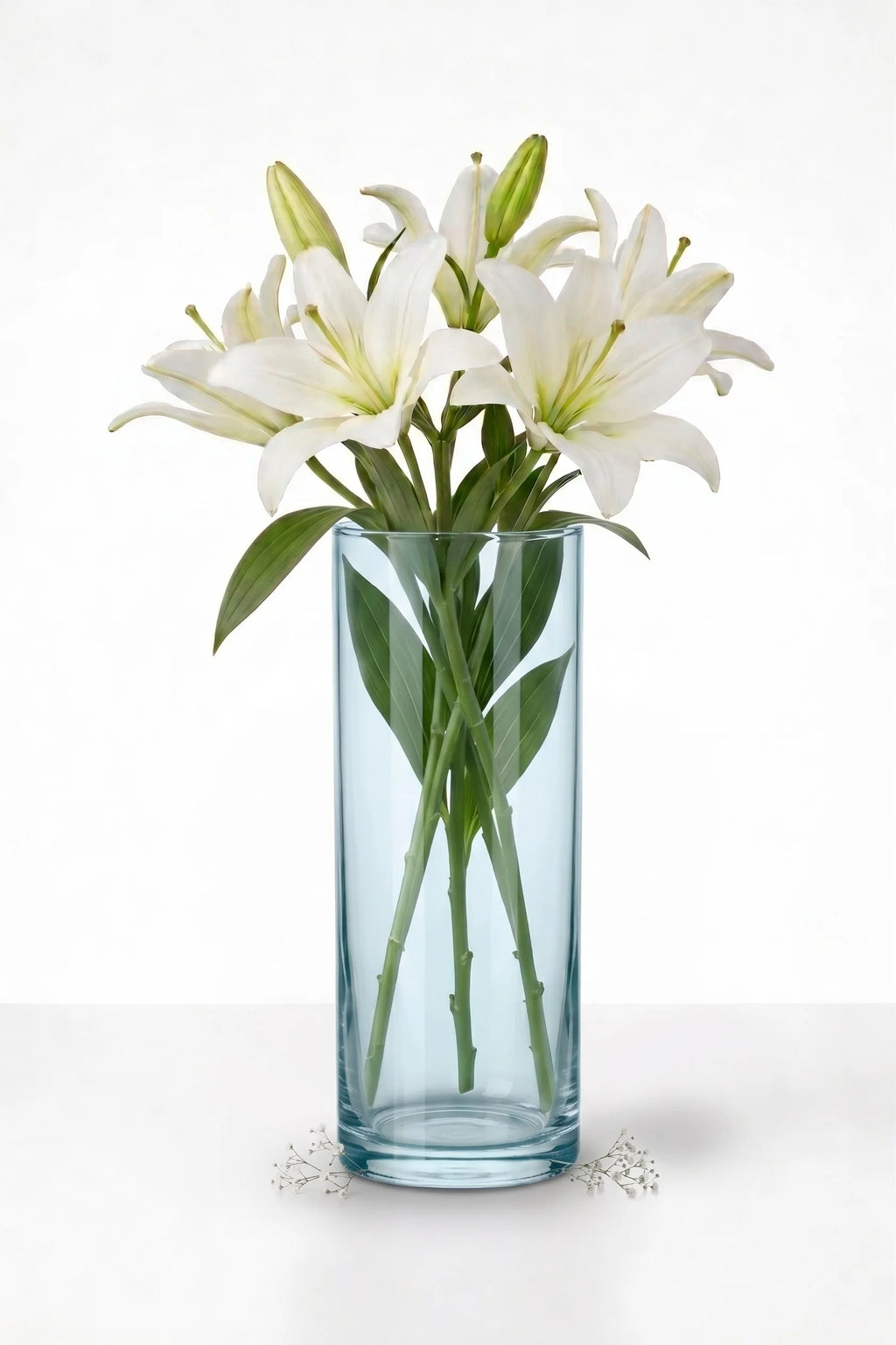 Earthy Pillar Cylinder Glass Vase — Hand-Blown Glass from Firozabad, India — Side Angle View