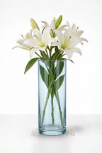 Earthy Pillar Cylinder Glass Vase — Hand-Blown Glass from Firozabad, India — Side Angle View