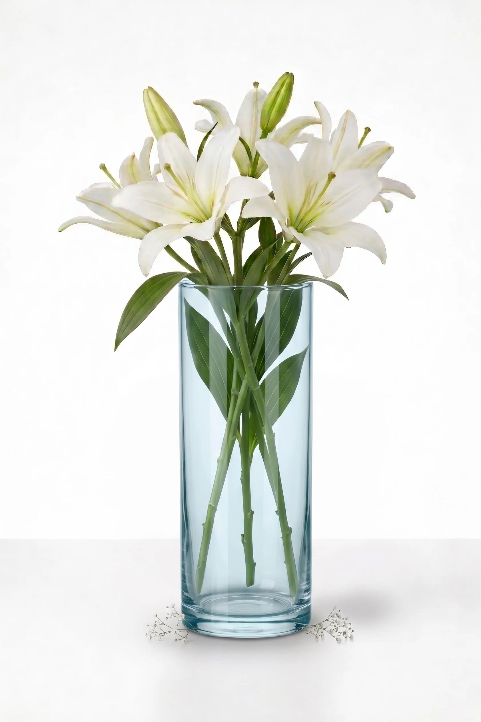 Earthy Pillar Cylinder Glass Vase — Hand-Blown Glass from Firozabad, India — Side Angle View
