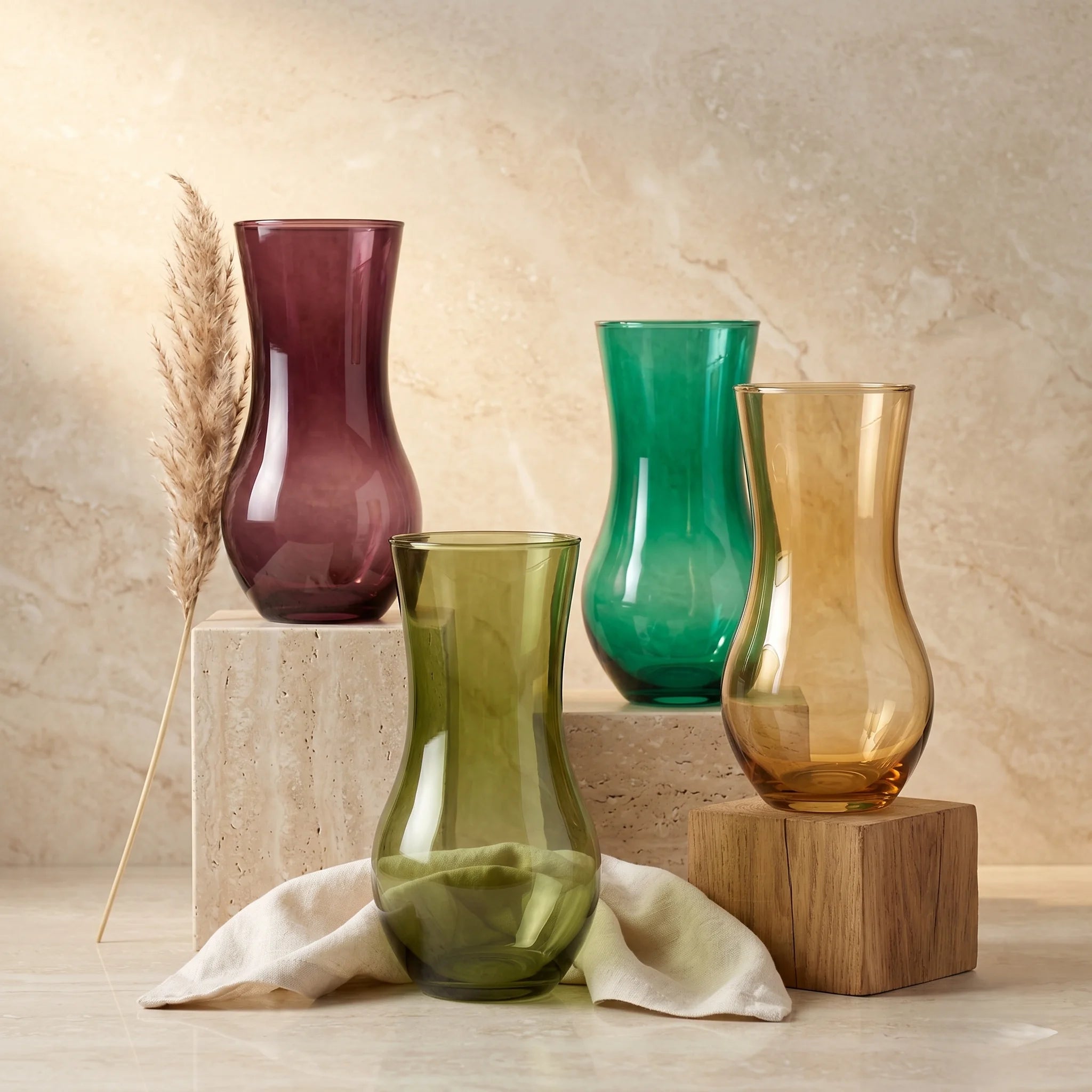 Curvy Bloom Smooth Glass Vase — Hand-Blown Glass from Firozabad, India — Styled for Home Décor