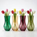Curvy Bloom Smooth Glass Vase — Hand-Blown Glass from Firozabad, India — Side Angle View