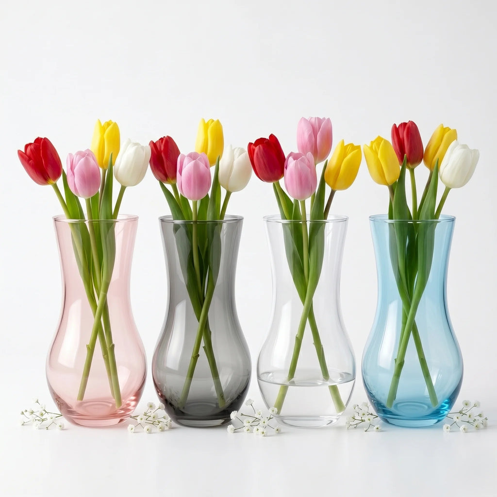Pastel Curve Smooth Glass Vase — Hand-Blown Glass from Firozabad, India — Detail Close-Up