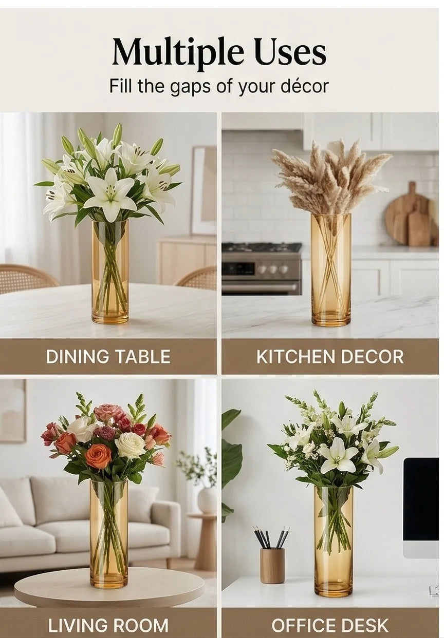 Studio Column Smooth Glass Vase — Hand-Blown Glass from Firozabad, India — In a Living Space