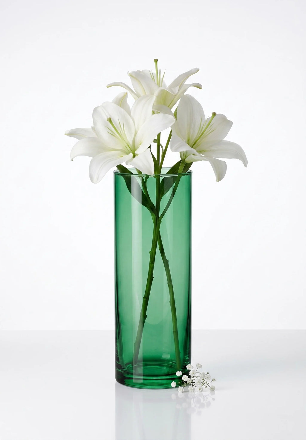 Earthy Pillar Cylinder Glass Vase — Hand-Blown Glass from Firozabad, India — In a Living Space