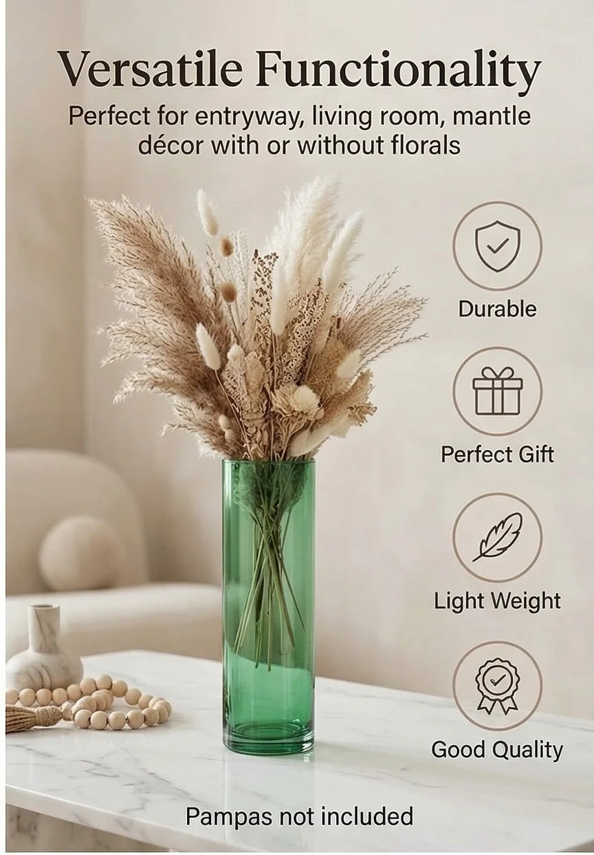 Studio Column Smooth Glass Vase — Hand-Blown Glass from Firozabad, India — Premium Detail