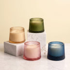 Vanilla Tapered Ribbed Glass Soy Wax Candle | Gift & Décor — Hand-Blown Glass from Firozabad, India — Styled for Home Décor