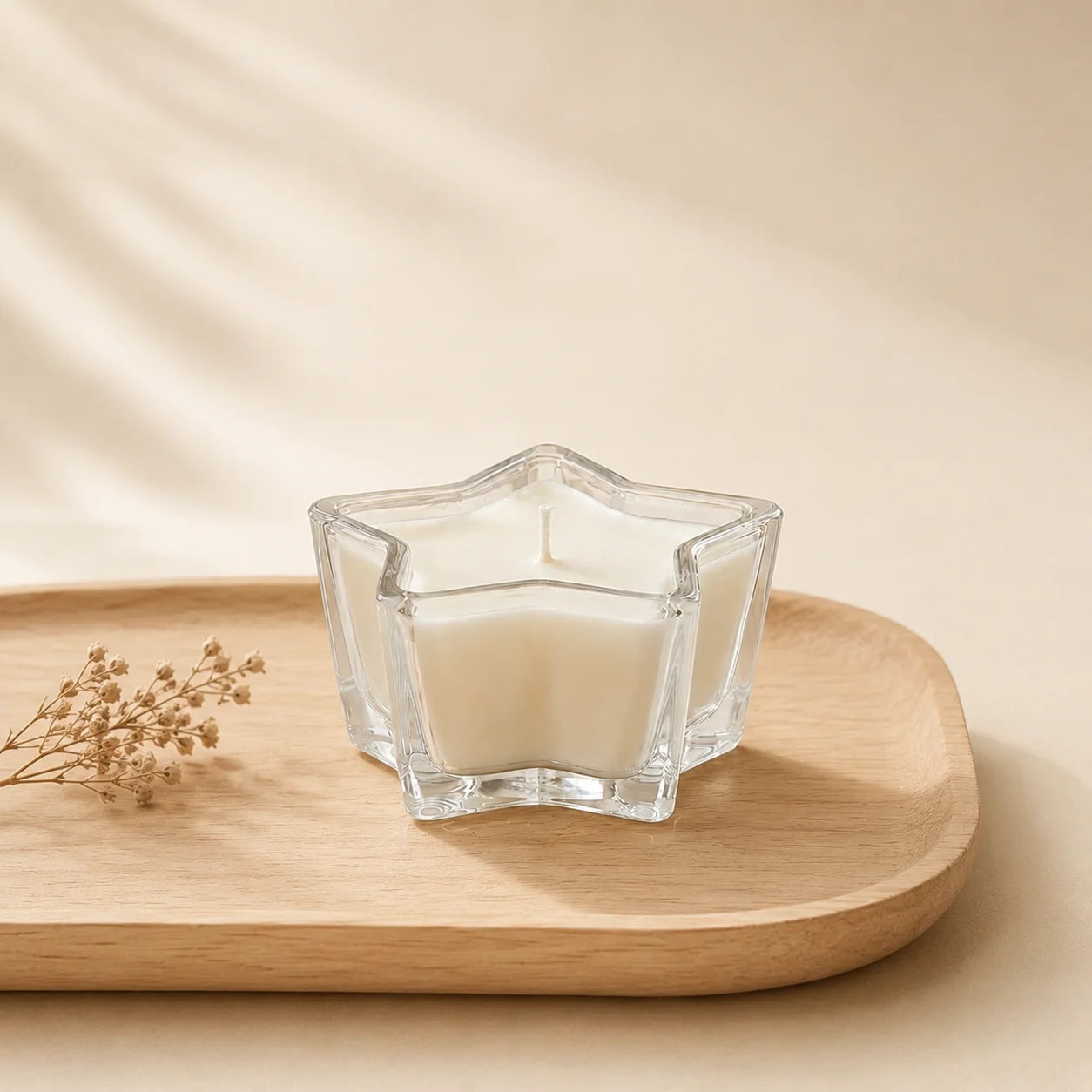 Oud Star-Shaped Glass Soy Wax Candle | Unique Festive Gift — Hand-Blown Glass from Firozabad, India — Styled for Home Décor