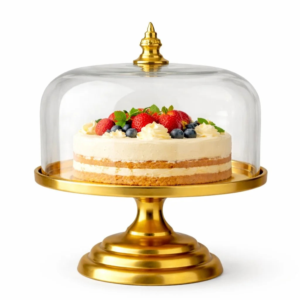 Gold Pedestal Glass Dome — Castle Crafts