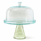 Sage Green Tinted Glass Cake Dome with Conical Pedestal | Modern Luxury — Castle Crafts