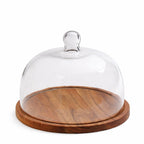 Wide Glass Cake Dome with Round Acacia Wood Board | Cake Display & Gifting — Castle Crafts