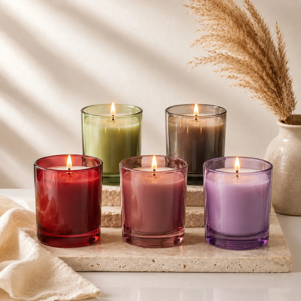 Rose Soy Wax Scented Candle | Large Coloured Glass | 5 Shades — Castle Crafts