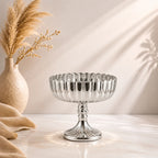 Ribbed Footed Compote Glass Bowl | Scalloped Rim | 3 Colours — Castle Crafts