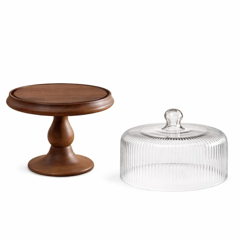 Ribbed Cake Dome Set | Gold Server — Castle Crafts