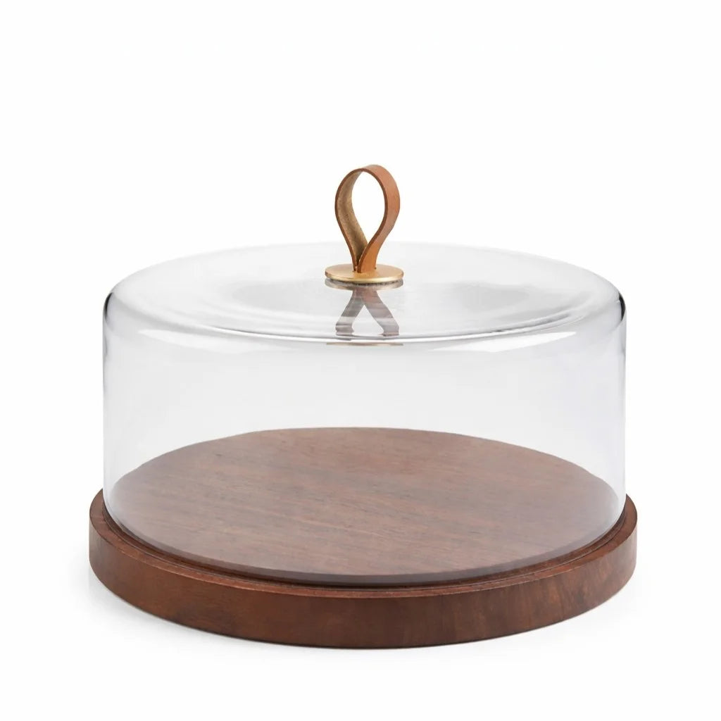 Glass Dome | Leather Loop & Walnut Base — Castle Crafts
