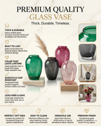 Blossom Oval Smooth Glass Vase — Hand-Blown Glass from Firozabad, India — Detail Close-Up