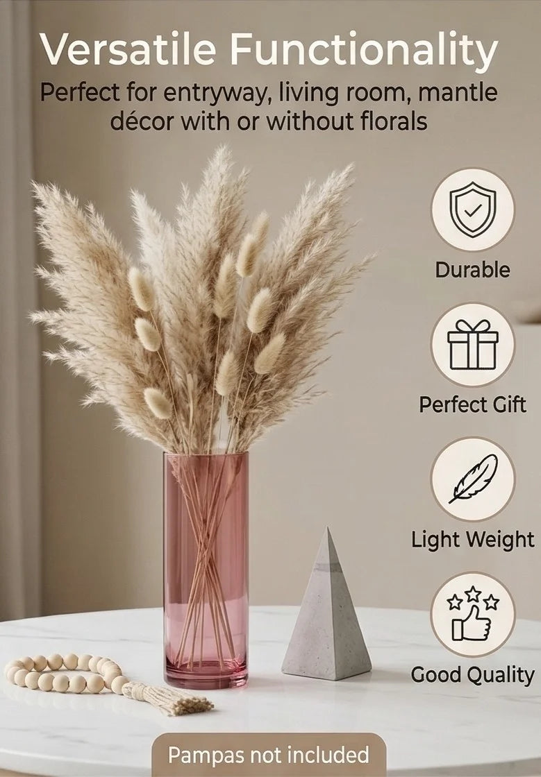Earthy Pillar Cylinder Glass Vase — Hand-Blown Glass from Firozabad, India — Décor Inspiration