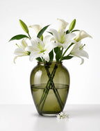 Blossom Oval Smooth Glass Vase — Hand-Blown Glass from Firozabad, India — Curated Display