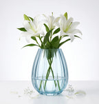 Prismatic Fluted Oval Glass Vase — Hand-Blown Glass from Firozabad, India — Premium Detail
