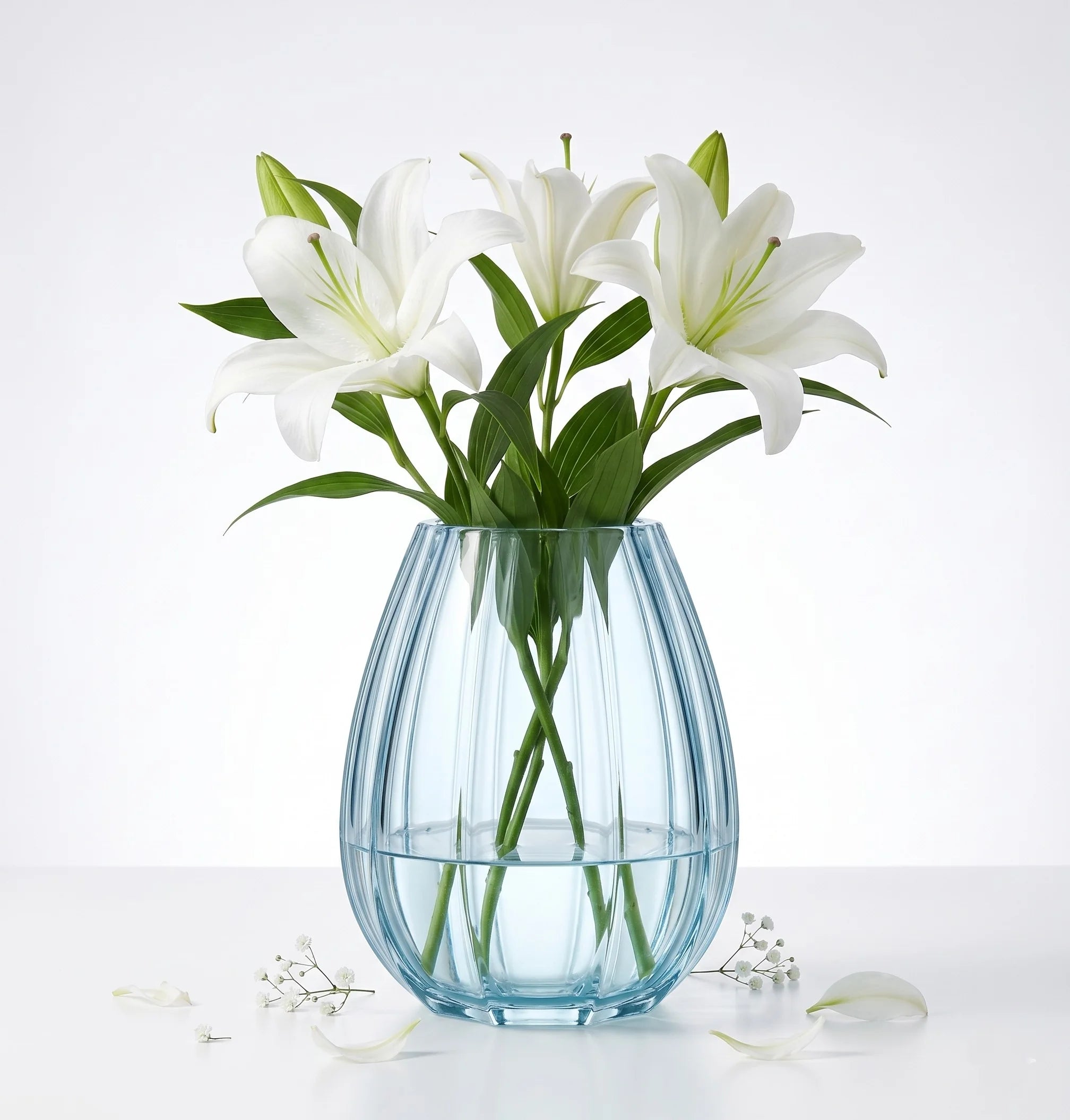 Prismatic Fluted Oval Glass Vase — Hand-Blown Glass from Firozabad, India — Premium Detail