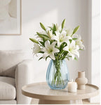 Prismatic Fluted Oval Glass Vase — Hand-Blown Glass from Firozabad, India — Curated Display